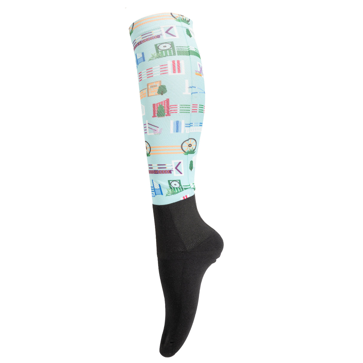 Four White Socks Teal Jumps Boot Socks
