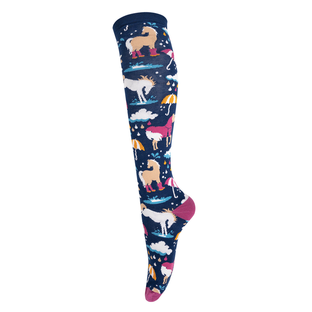 Four White Socks Puddle Ponies 2.0 Knee High Socks