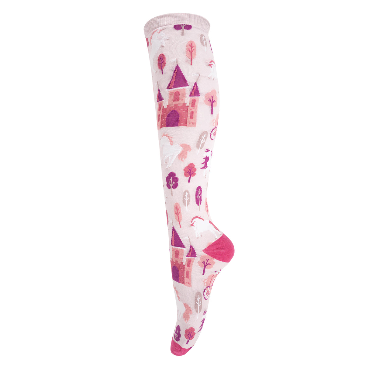 Four White Socks Unicorn Forest Knee High Socks