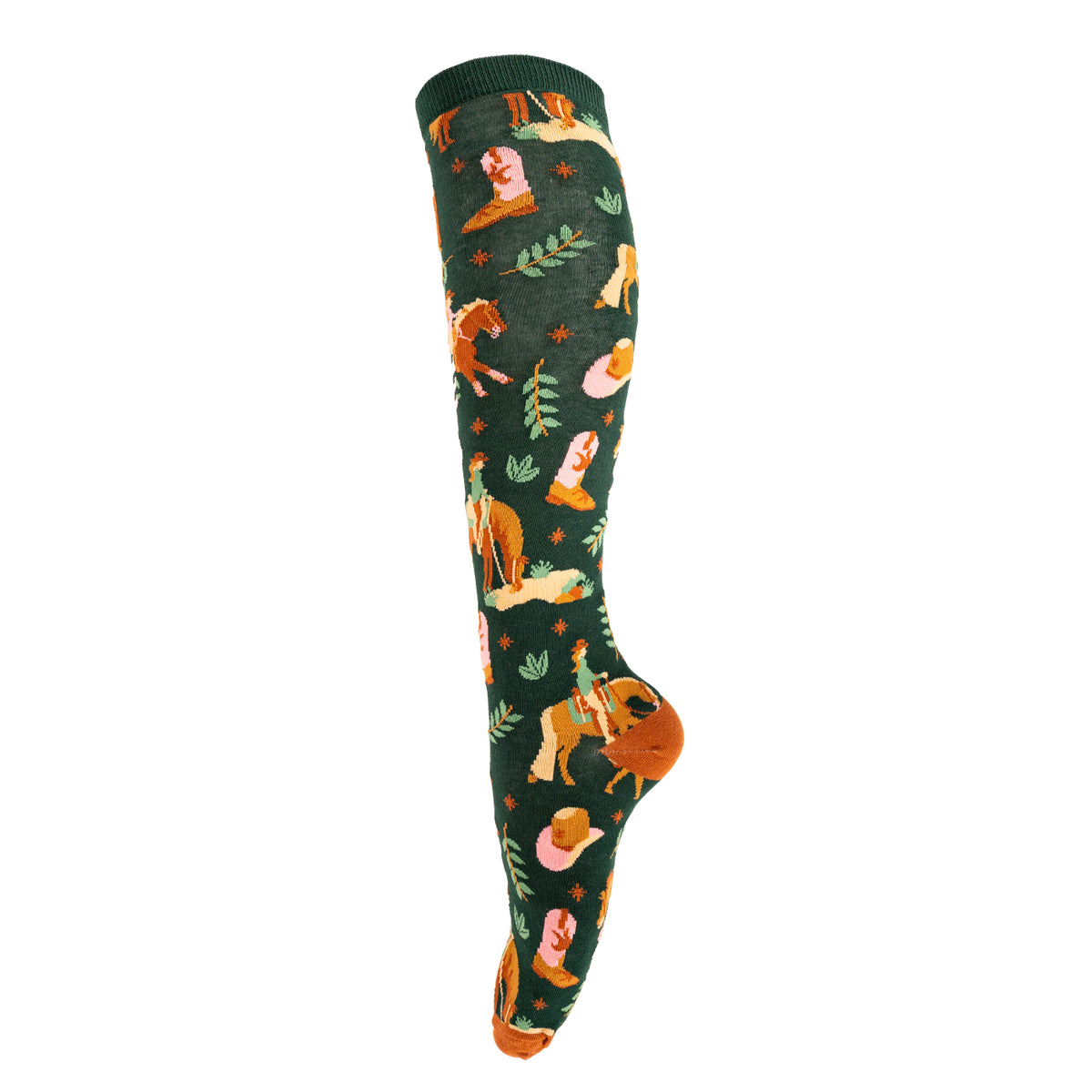 Four White Socks Cowgirl Knee High Socks