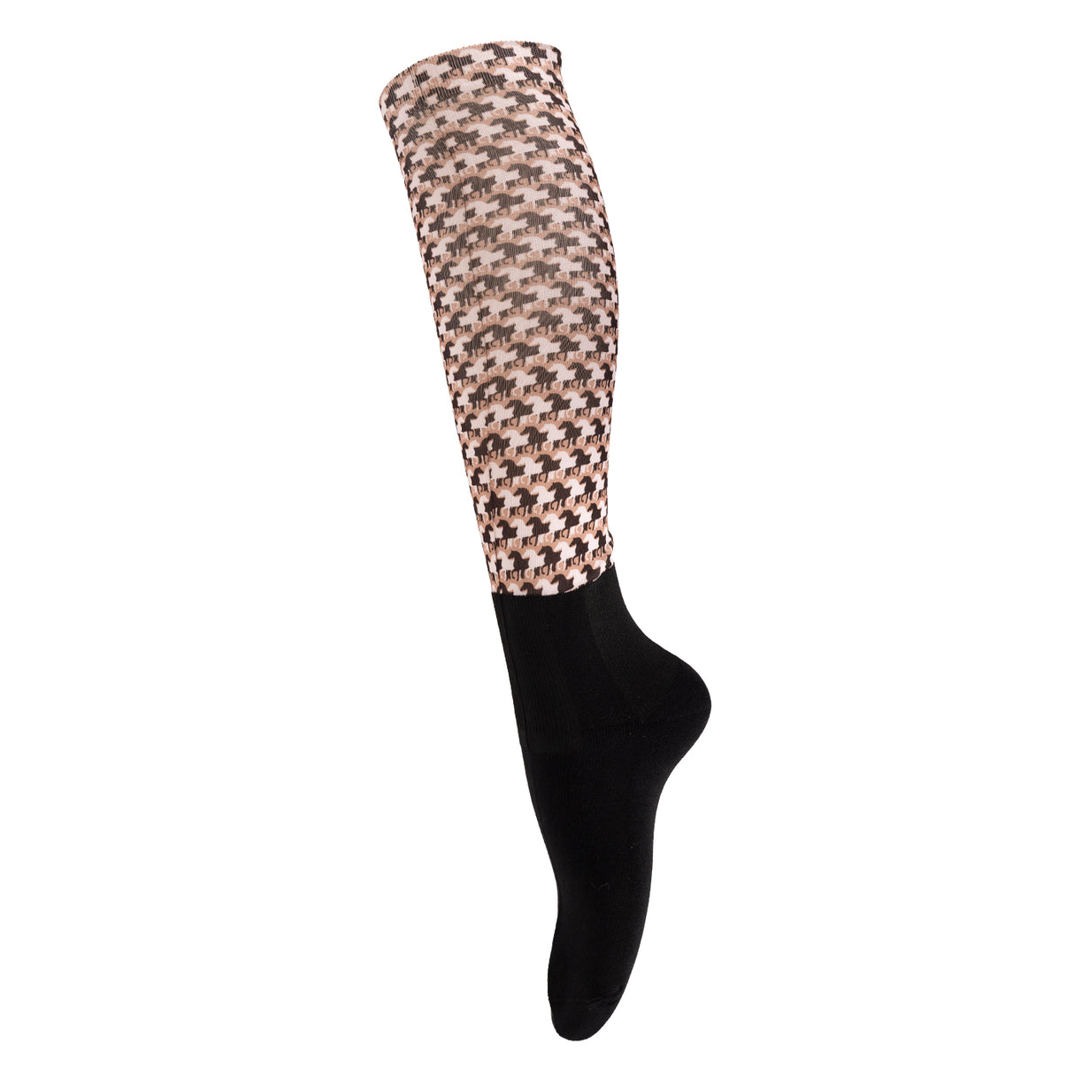 Four White Socks Pony Print Boot Socks