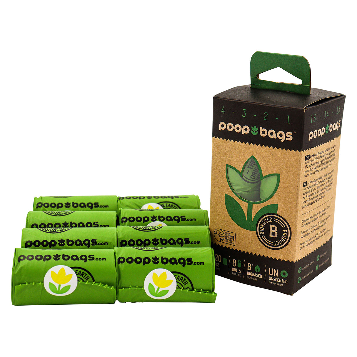 The Original Poop Bags Unscented Countdown Rolls - Pack of 8