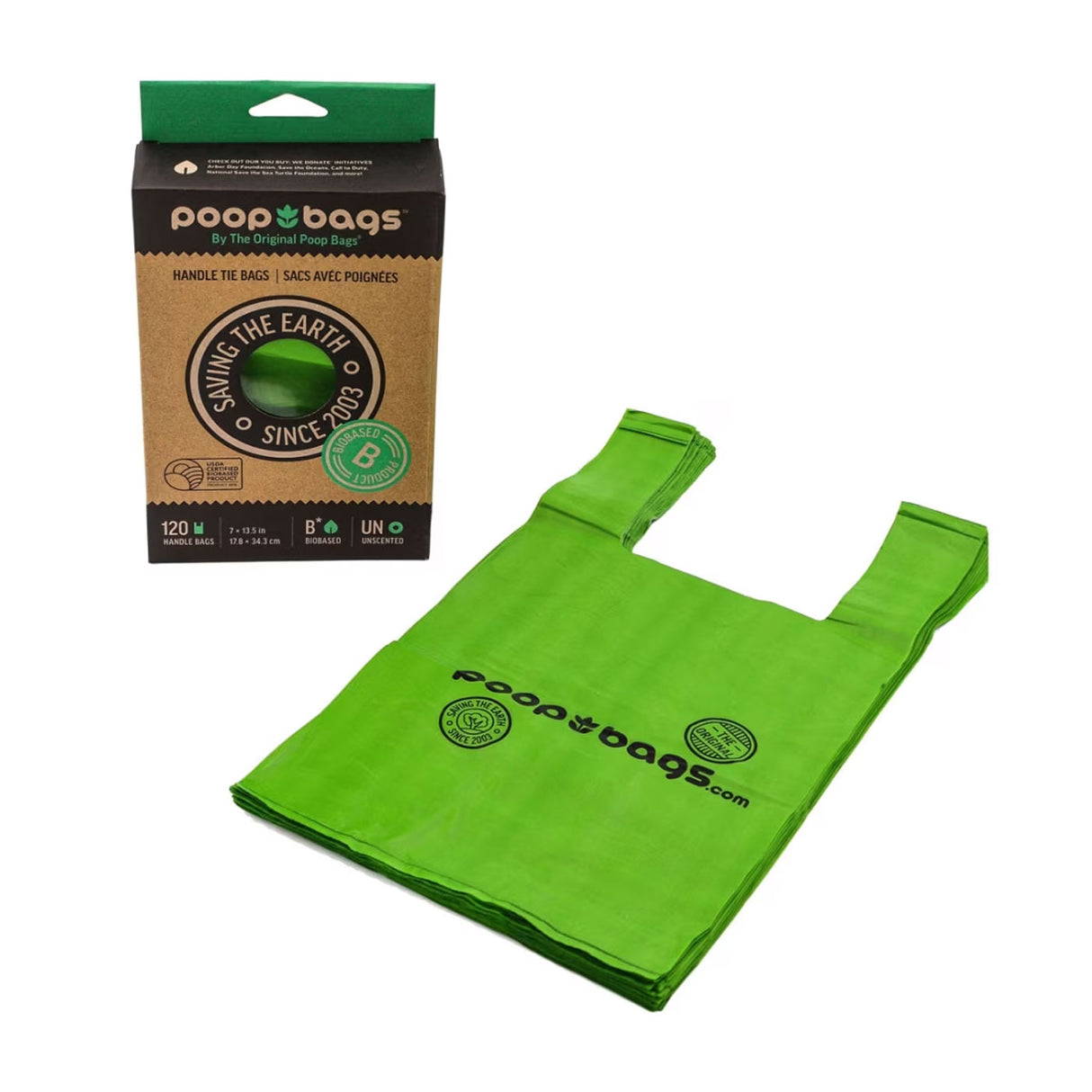 The Original Poop Bags Handle Tie Bags - 120 Count