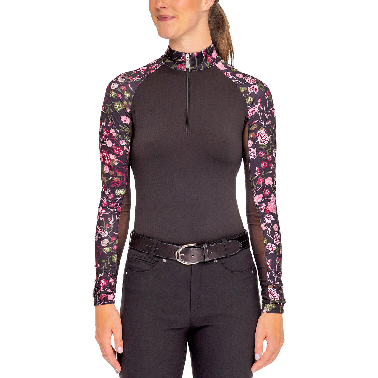 Kastel Denmark Long Sleeve Quarter Zip Top W/ Print Sleeves