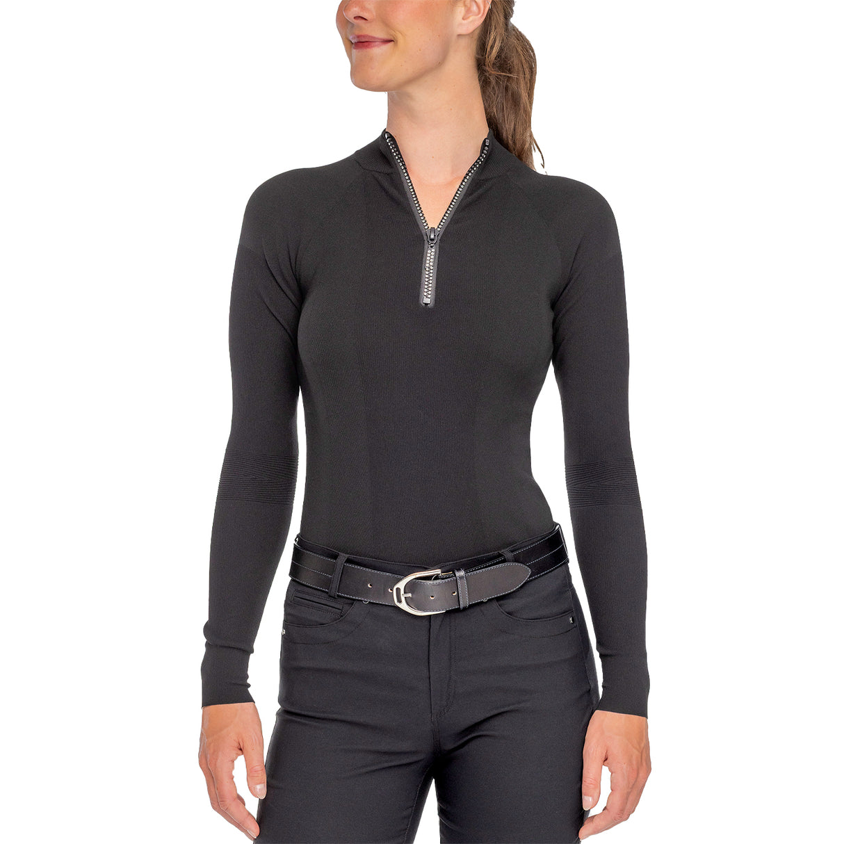 Kastel Denmark Quarter Zip Pullover Sweater W/ Crystal Zipper