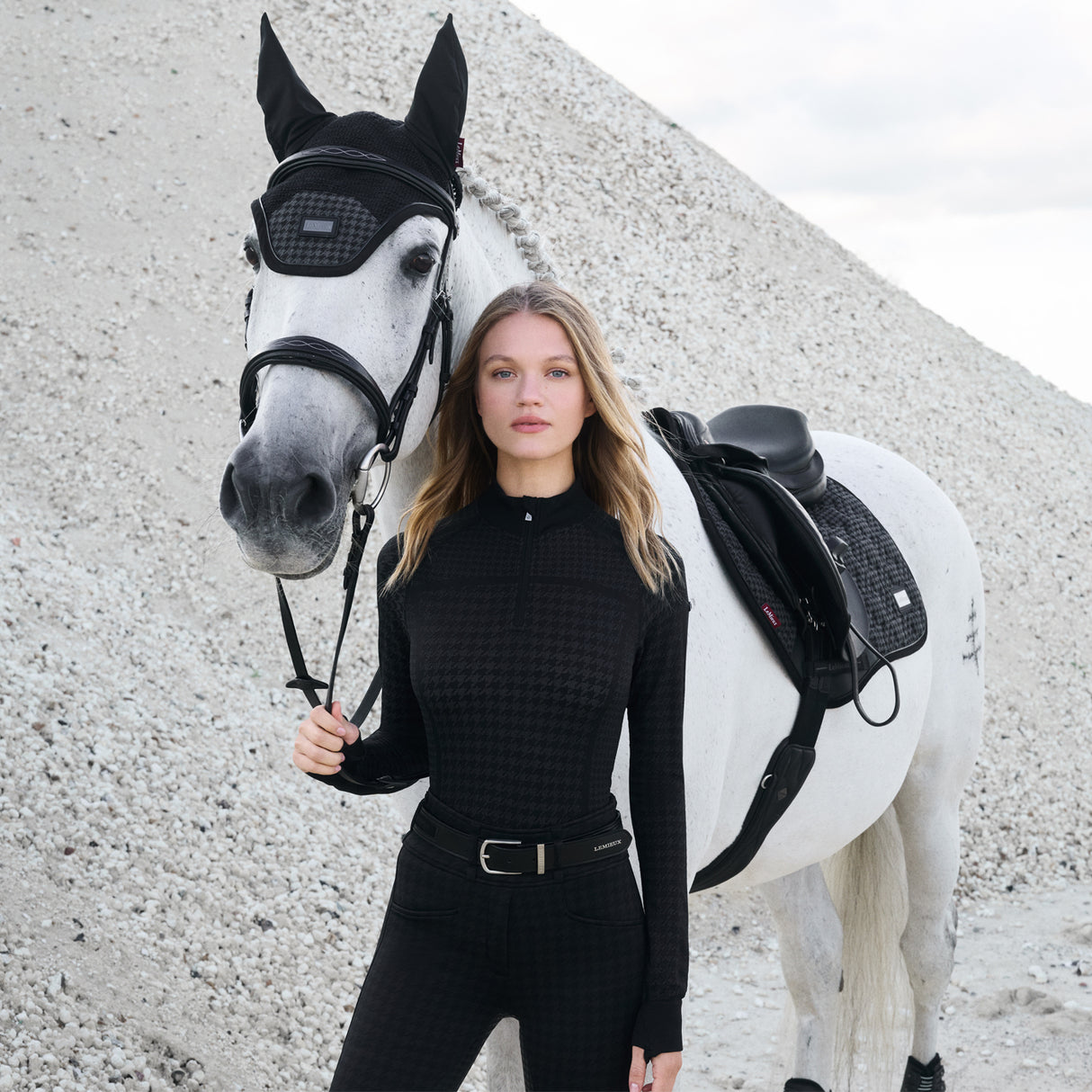 LeMieux Aspen Houndstooth Quarter Zip Top