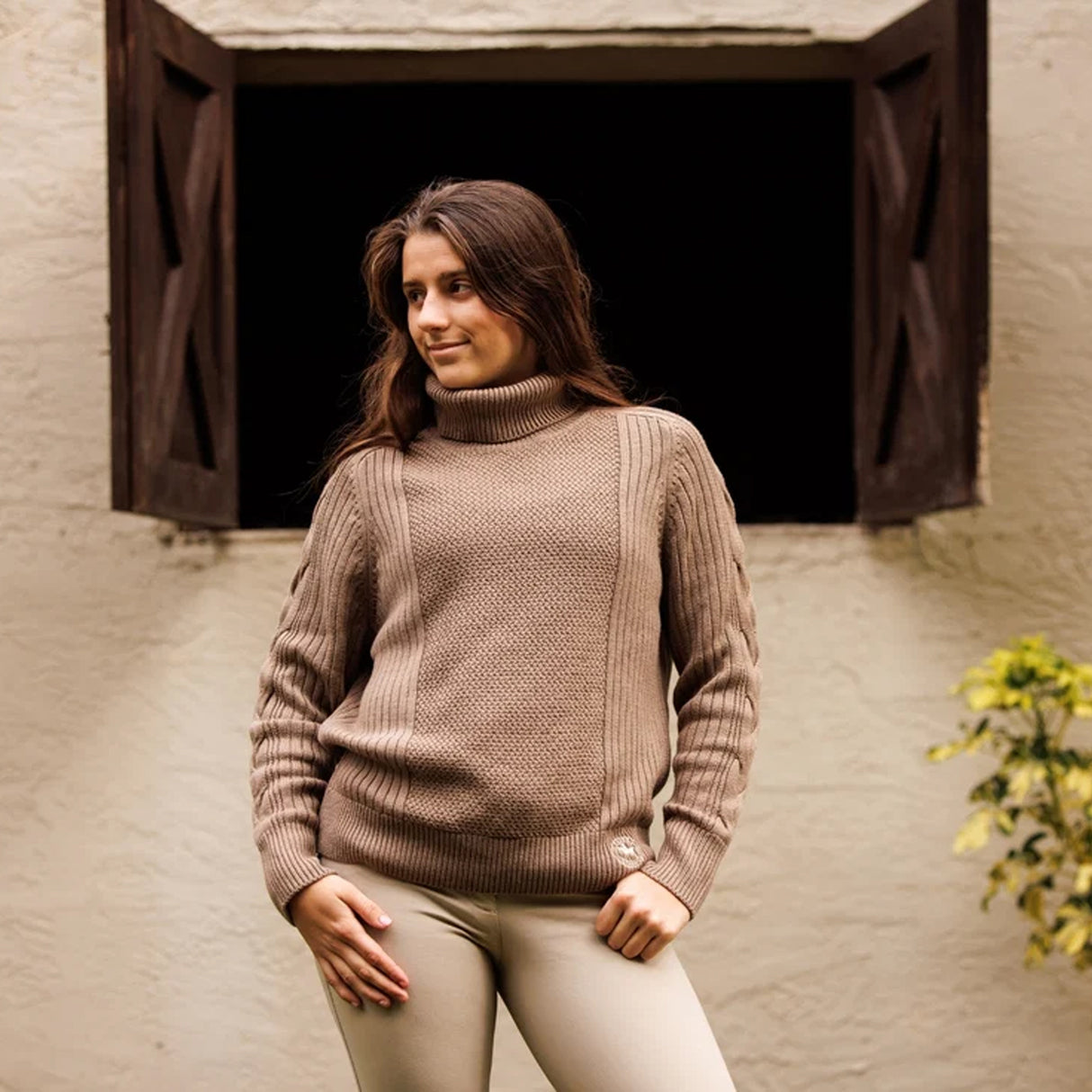 Essex Classics Laced Rein Cable Knit Sweater