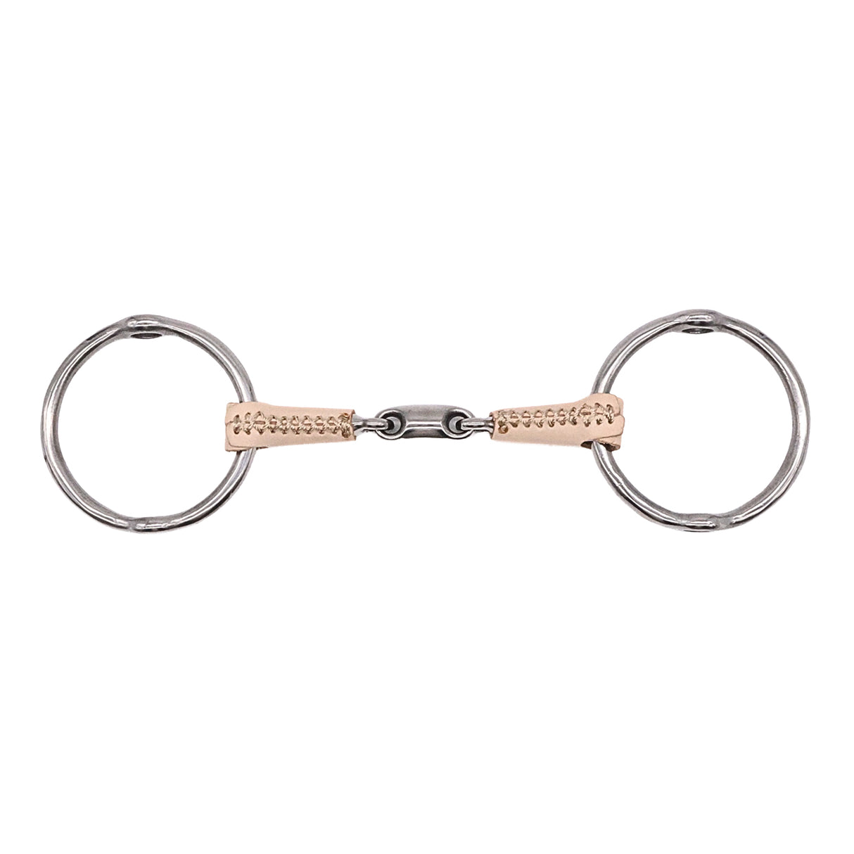 Jake Adams Loose Ring Gag Double Jointed Leather Bit W/ Lozenge