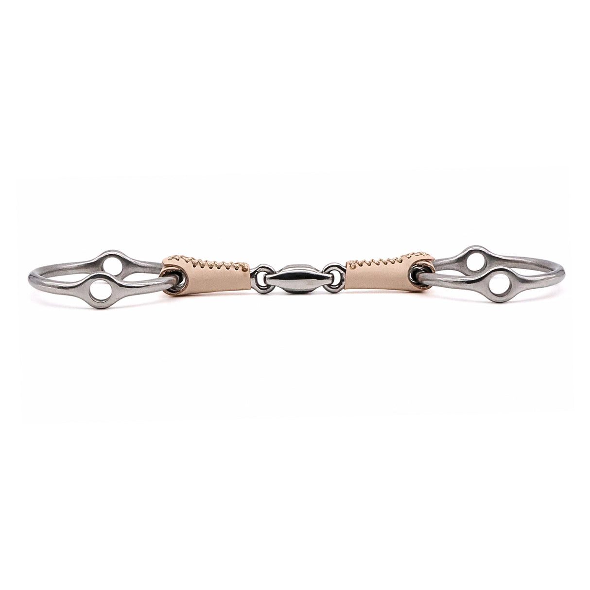 Jake Adams Loose Ring Gag Double Jointed Leather Bit W/ Lozenge