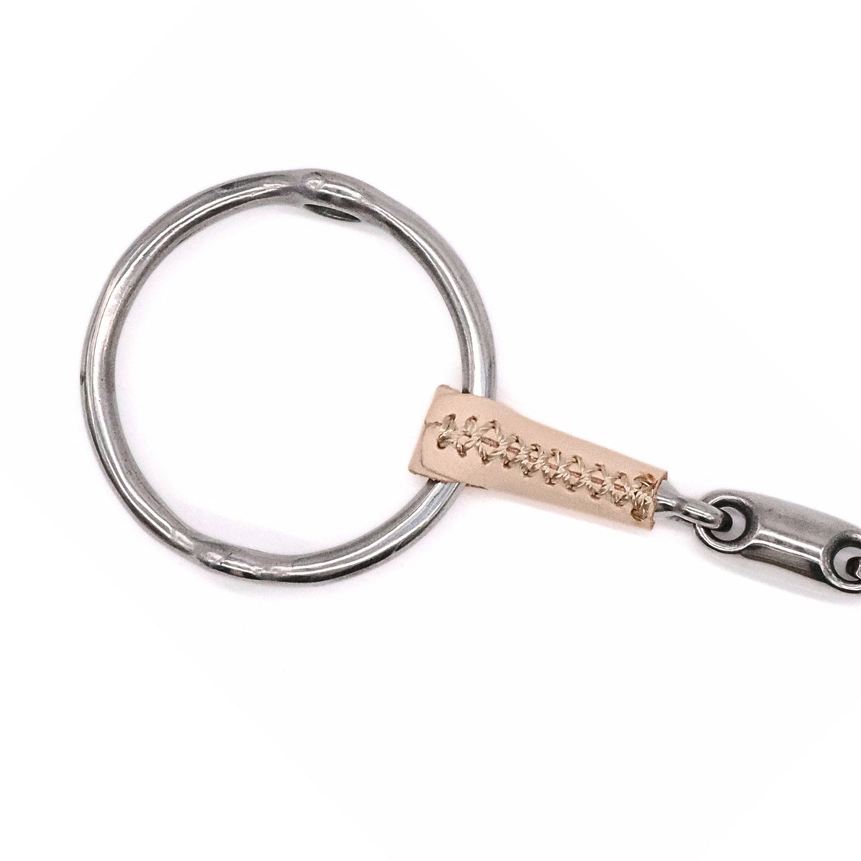 Jake Adams Loose Ring Gag Double Jointed Leather Bit W/ Lozenge