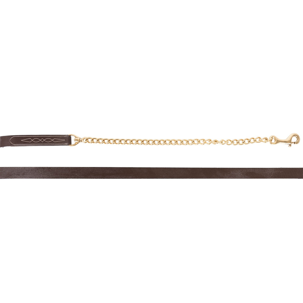 Val du Bois Fancy Stitched Leather Lead W/ 24 in. Brass Chain