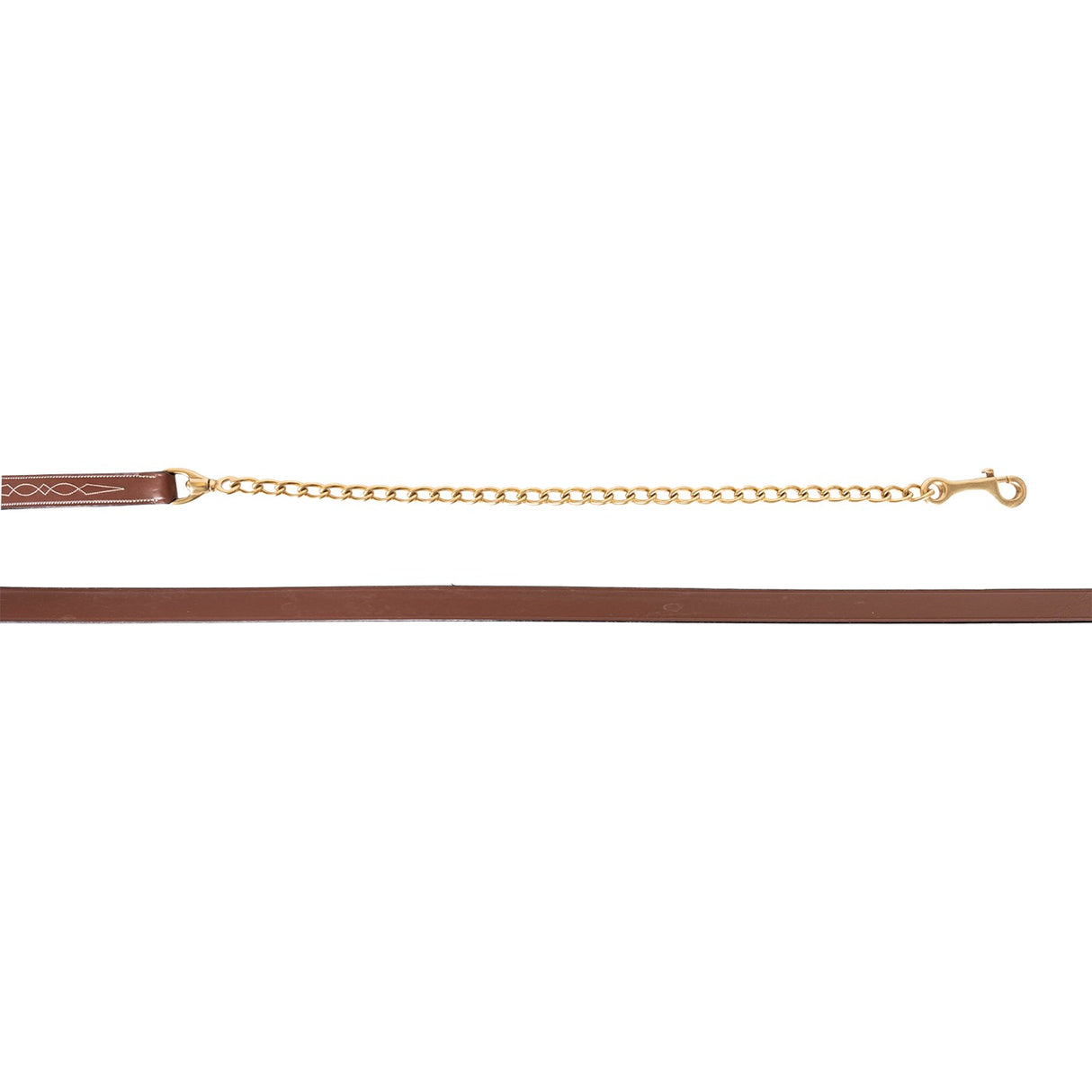 Val du Bois Fancy Stitched Leather Lead W/ 24 in. Brass Chain